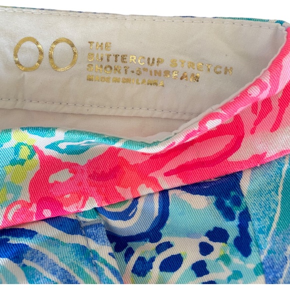 Lilly Pulitzer The buttercup stretch scalloped hem pink & blue shell print sz 00 - Picture 3 of 11
